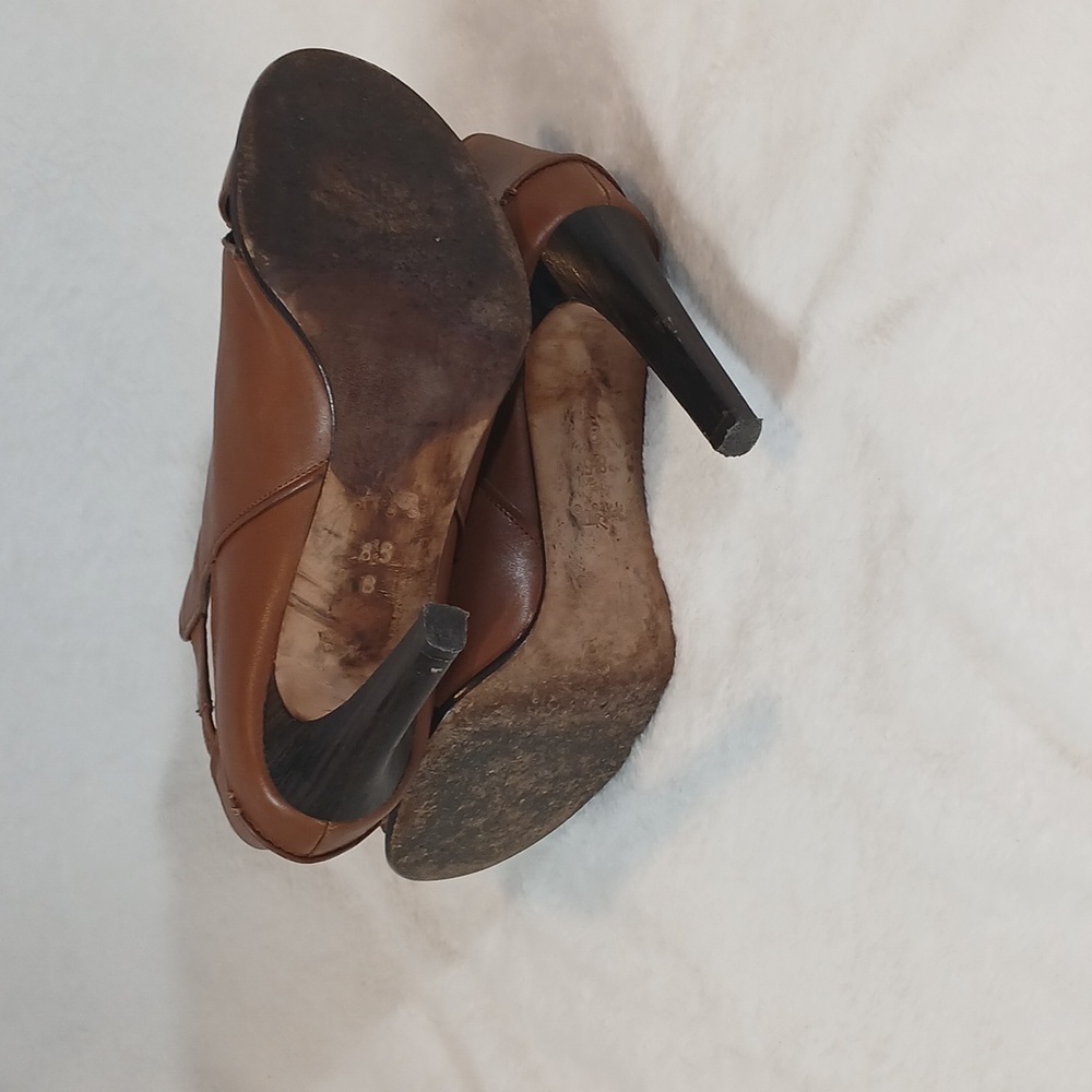 Coach Idena Brown Peep-Toe Ankle Booties Women's Sz 8.5 - Picture 9 of 12